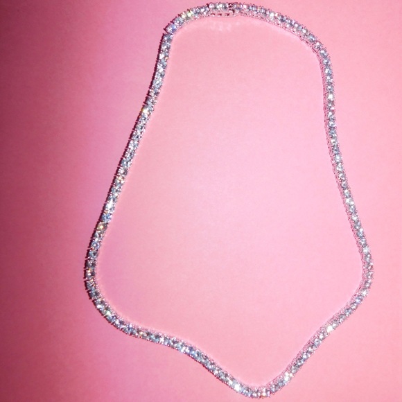 18” Princess Tennis Necklace – 18K White Gold Plated 3MM Cubic Zirconia Crystals - Picture 2 of 5